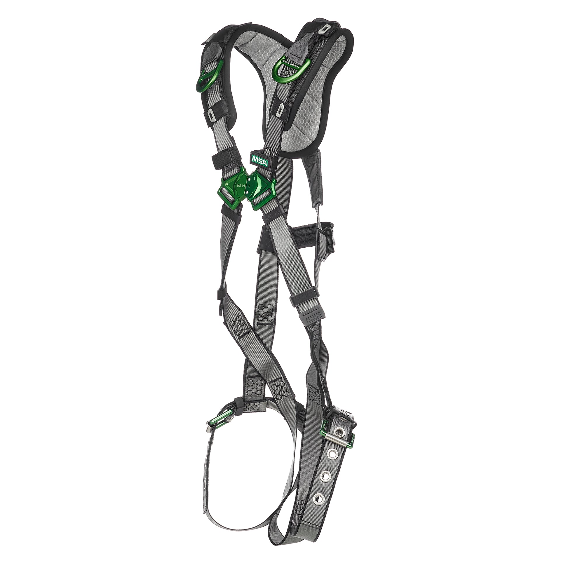 MSA V-FIT Harness w/Back & Shoulder D-Rings - Tongue Buckle Leg Straps - Shoulder Padding - Extra Small - 10194936