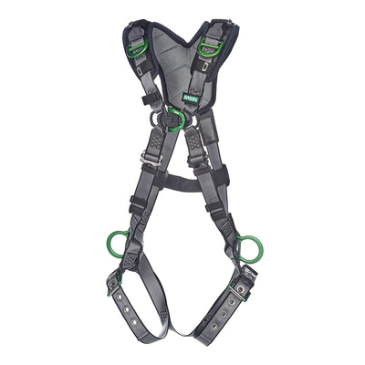 MSA V-FIT Harness w/Back, Front, Side & Shoulder D-Rings - Tongue Buckle Leg Straps - Shoulder Padding - Super Extra Large - 10194907
