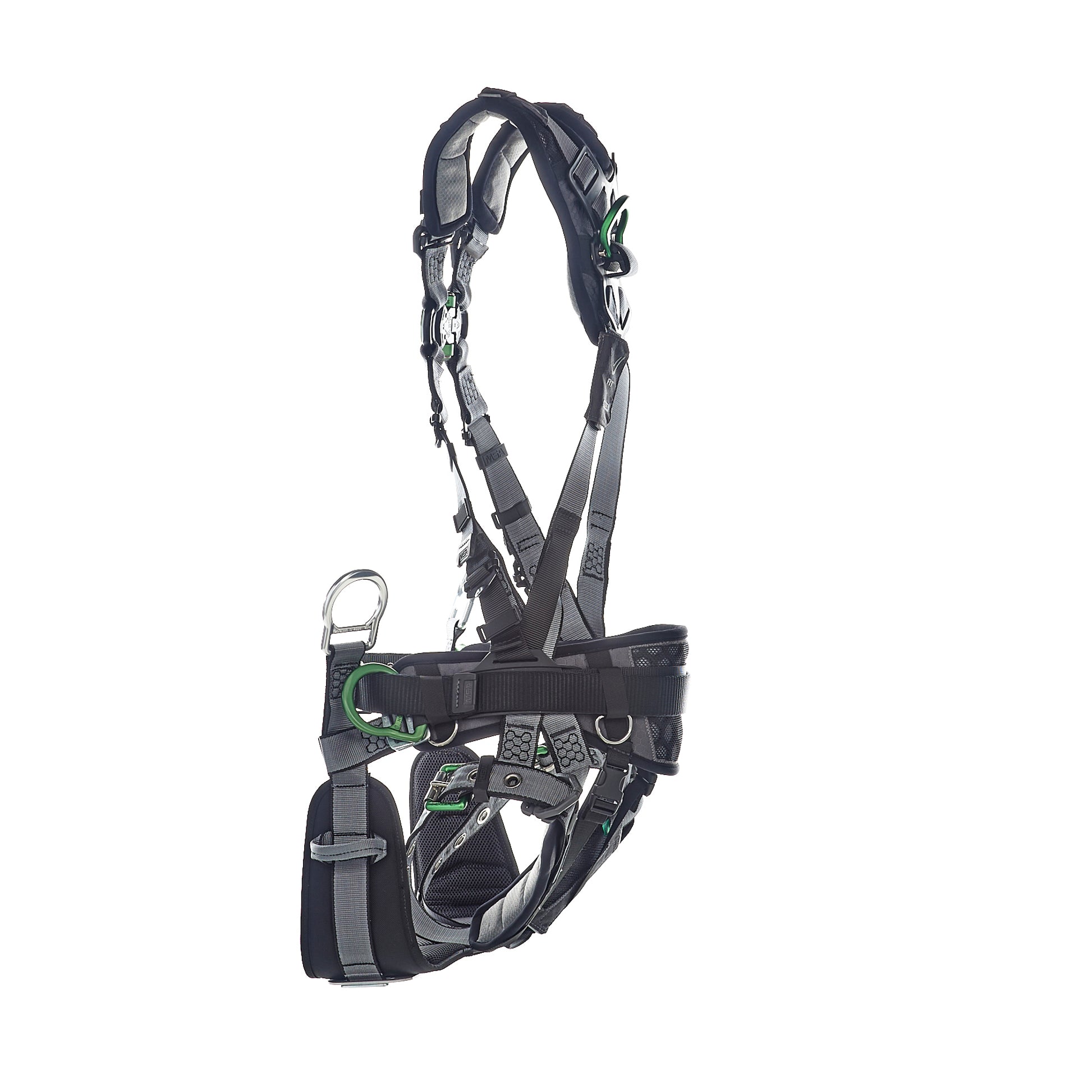 MSA V-FIT Tower Harness w/Back, Front & Side D-Rings - Tongue Buckle Leg and Belt Straps - Shoulder & Leg Padding - Standard - 10218042