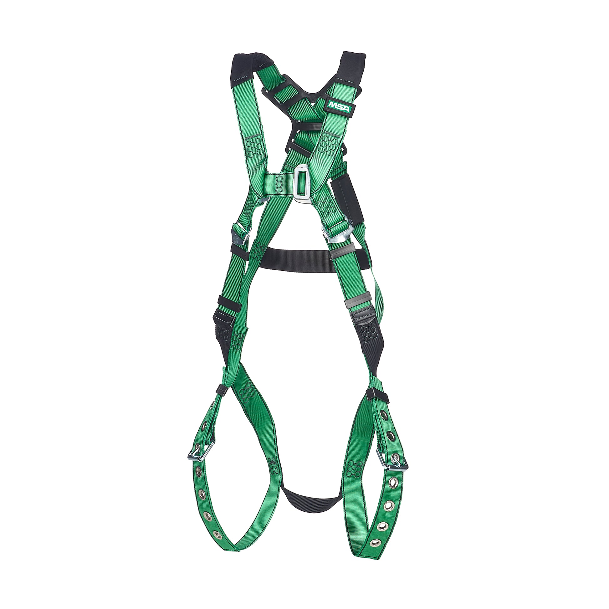 MSA V-FORM Harness w/Back D-Ring - Tongue Buckle Leg Straps Quick Connect Chest Buckle - Super Extra Large - 10206060