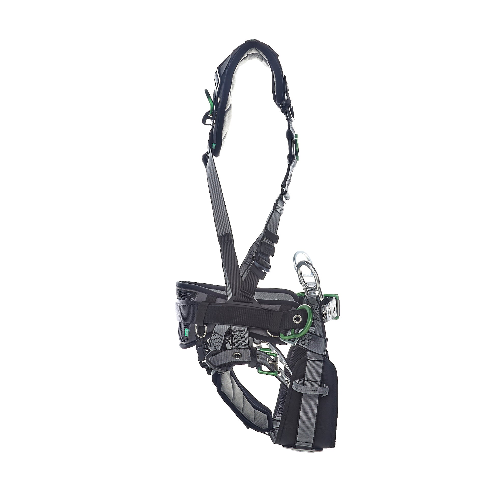 MSA V-FIT Tower Harness w/Back, Front & Side D-Rings - Tongue Buckle Leg and Belt Straps - Shoulder & Leg Padding - Extra Small - 10218041