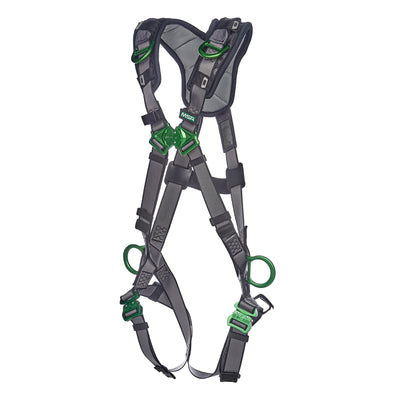 MSA V-FIT Harness w/Back, Side and Shoulder D-Rings - Quick-Connect Leg Straps - Shoulder Padding - Extra Small - 10194884