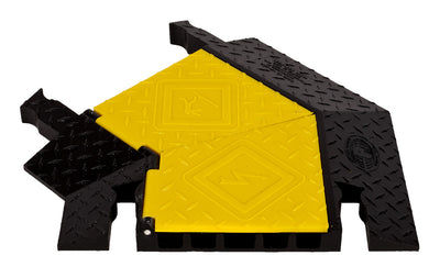 Cable Protector - Yellow Jacket - 5-Ch - 1.25" - Left Turn - Dog Bone - Yellow/Black - 65 - 200 Lb Load - YJ5TL-125-Y/B