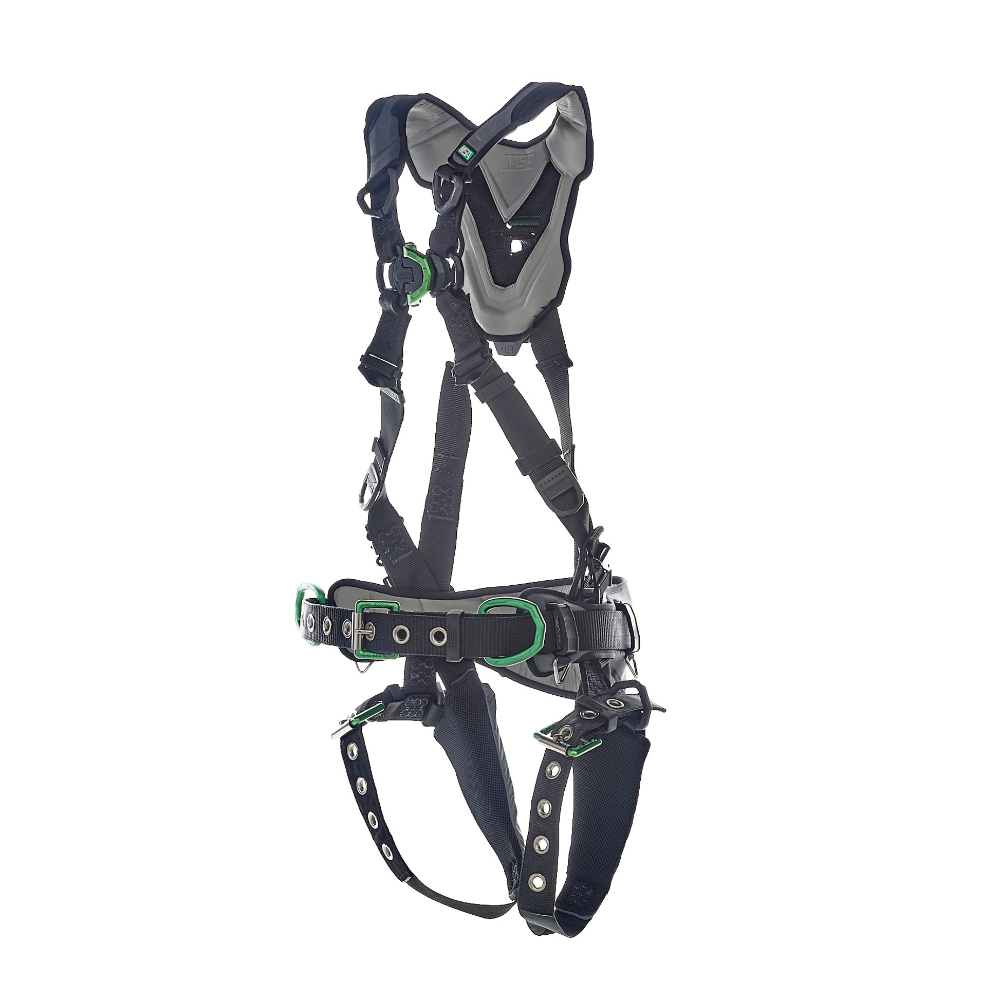 MSA V-FLEX Construction Harness w/Back, Front & Side D-Rings - Tongue Buckle Leg Straps - Extra Large - 10211348