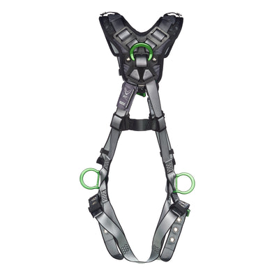 MSA V-FIT Harness w/Back, Front & Side D-Rings - Tongue Buckle Leg Straps - Shoulder Padding - Extra Small - 10194896