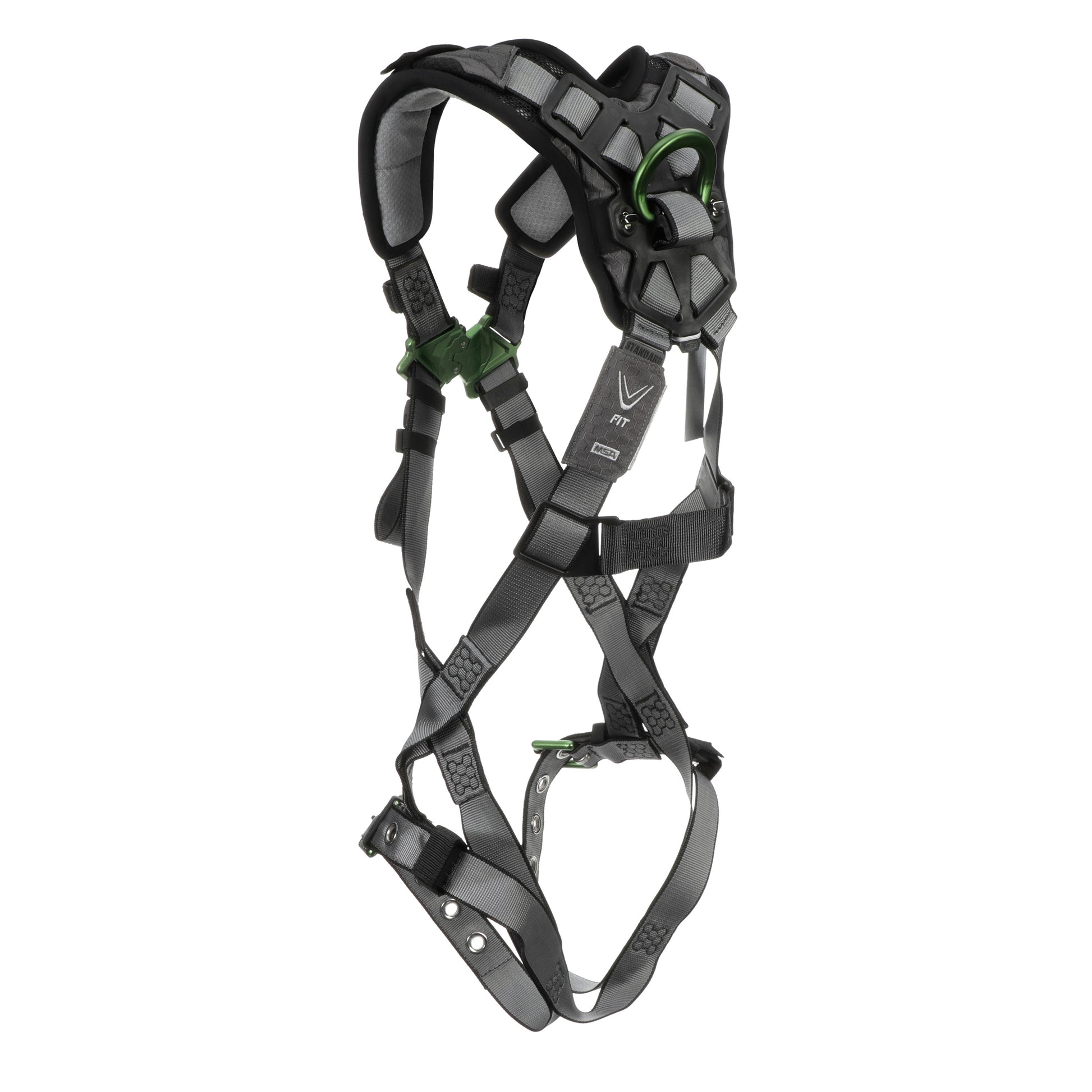 MSA V-FIT Harness w/Back D-Ring - Tongue Buckle Leg Straps - Shoulder Padding - Extra Large - 10194890