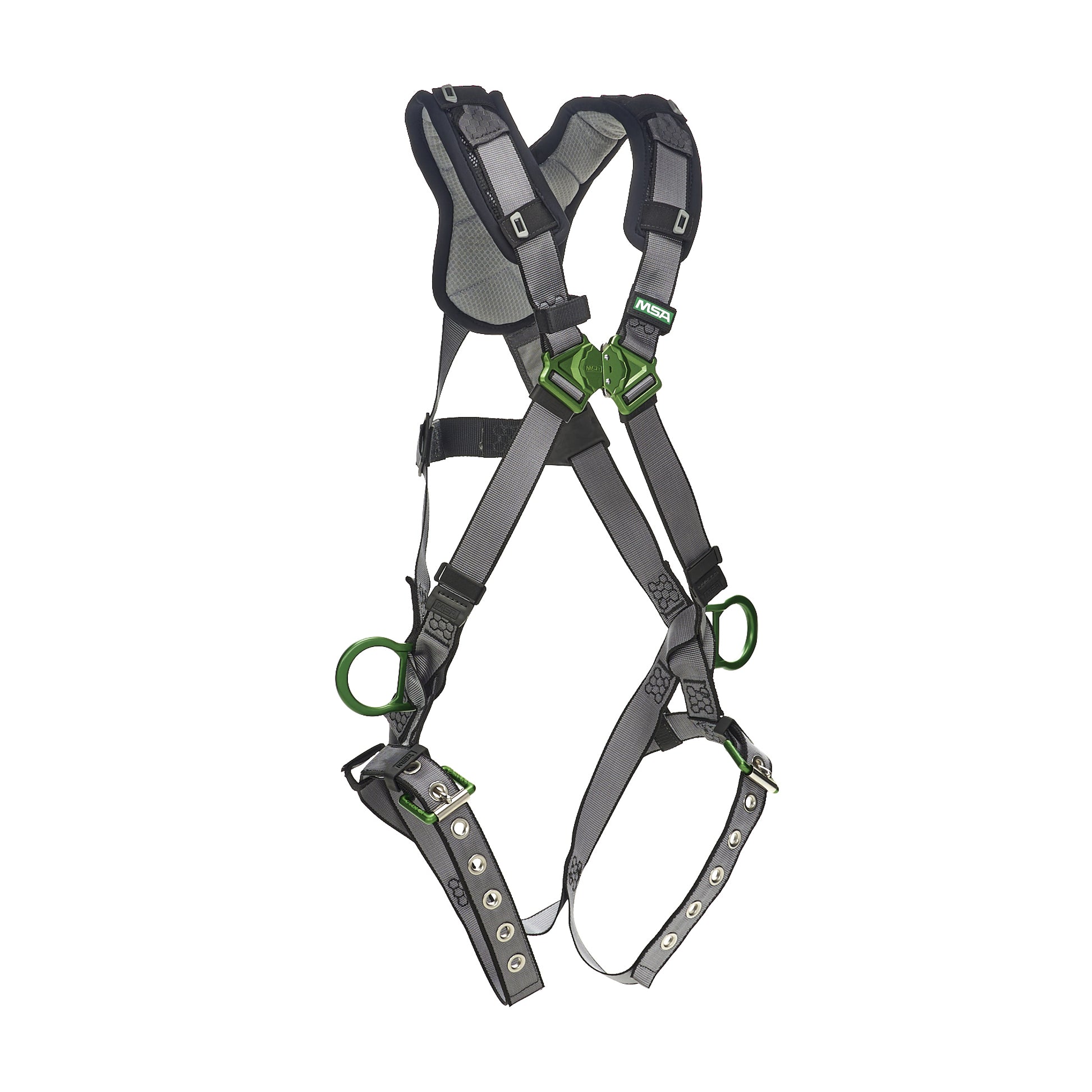 MSA V-FIT Harness w/Back & Side D-Rings - Tongue Buckle Leg Straps - Shoulder Padding - Super Extra Large - 10194931
