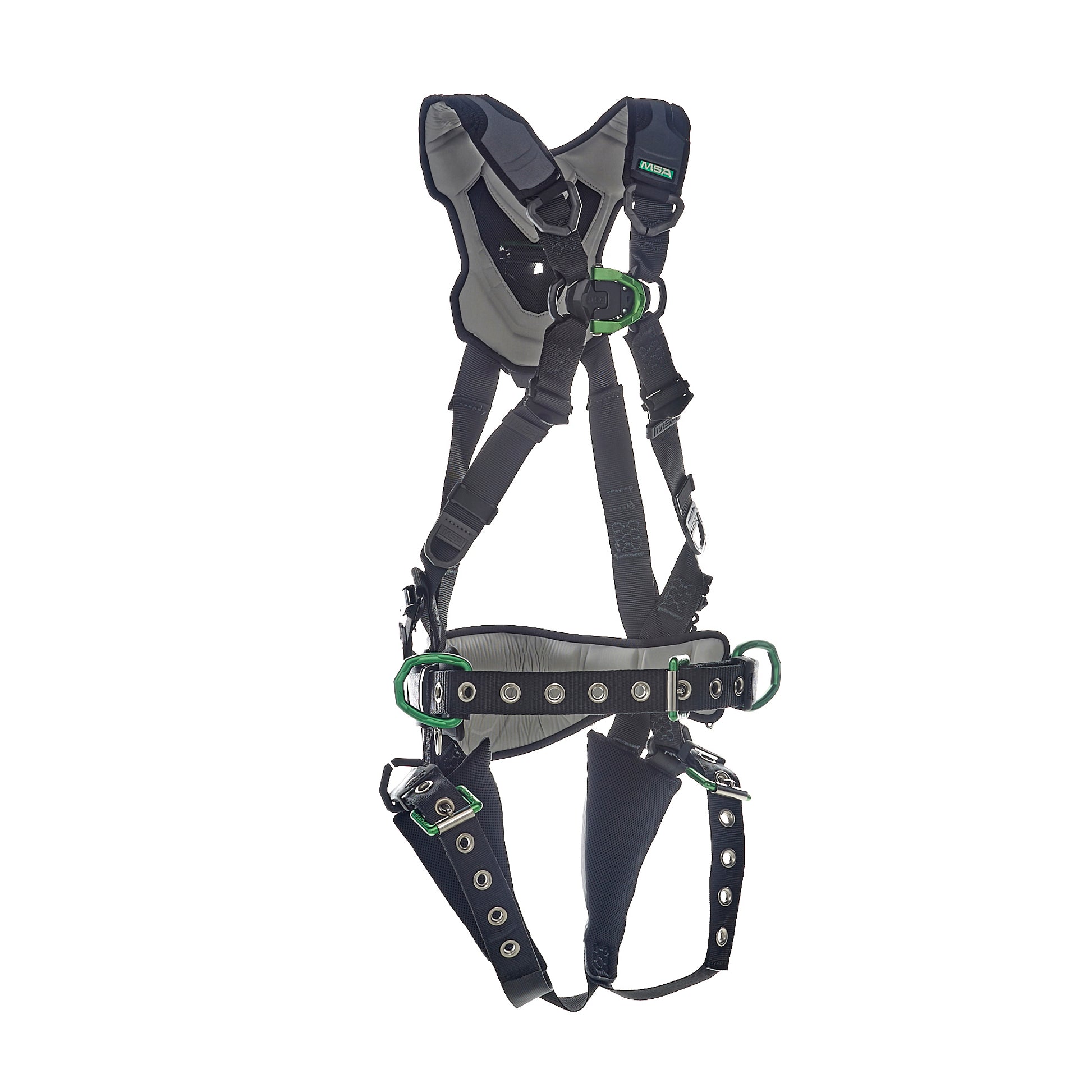 MSA V-FLEX Construction Harness w/Back, Front & Side D-Rings - Tongue Buckle Leg Straps - Extra Large - 10211348