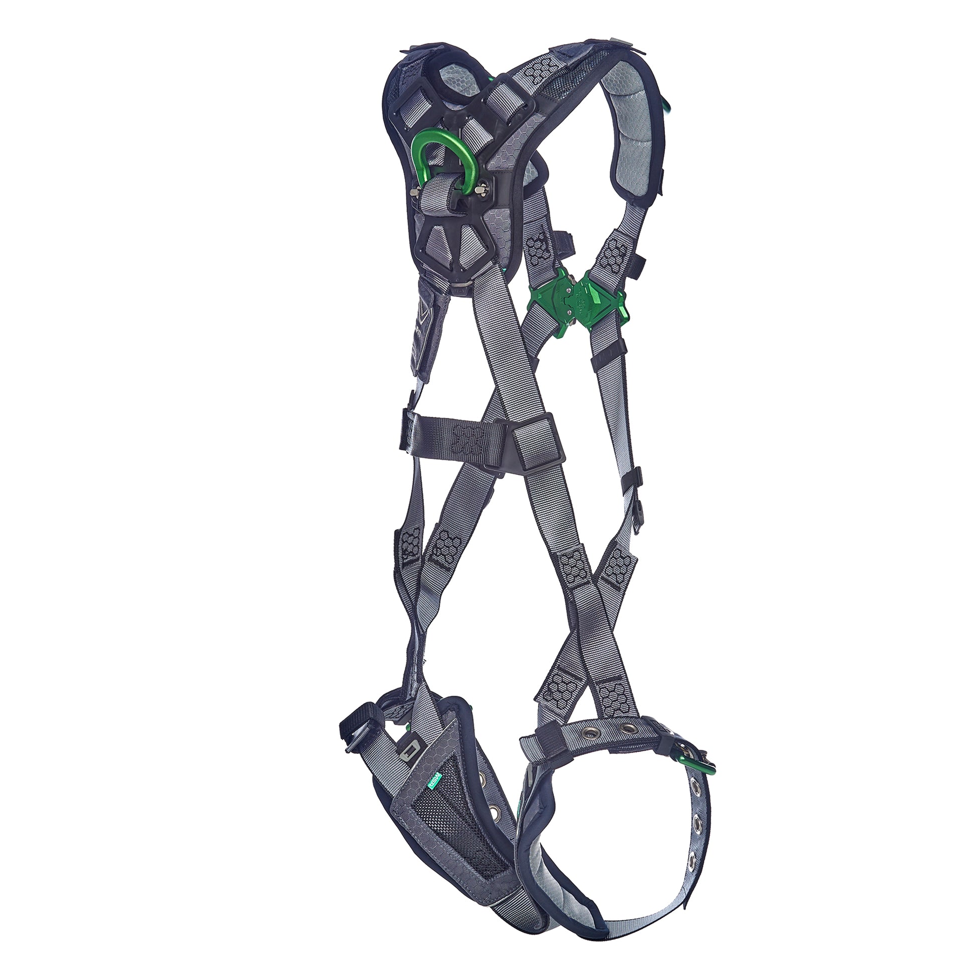 MSA V-FIT Harness w/Back & Shoulder D-Rings - Tongue Buckle Leg Straps - Shoulder & Leg Padding - Super Extra Large - 10195030