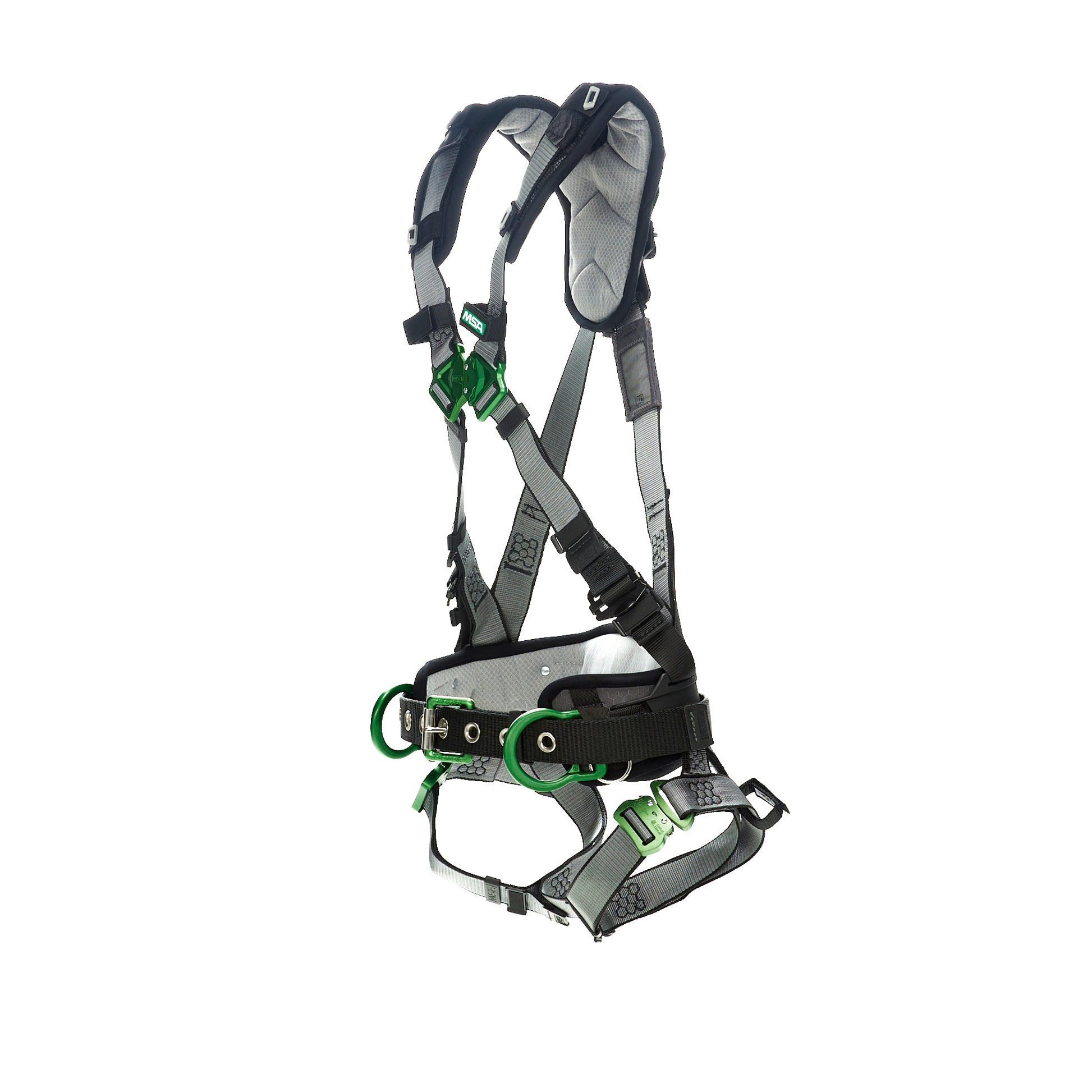 MSA V-FIT Construction Harness w/Back & Side D-Rings - Quick-Connect Leg Straps - Shoulder Padding - Extra Small - 10195133